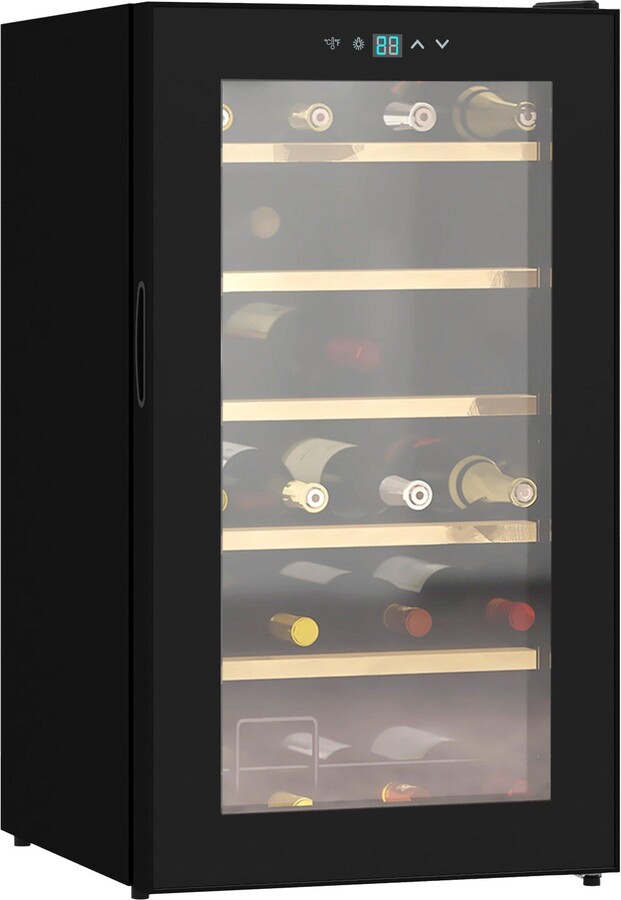24 Bottles Freestanding Wine Fridge with Glass Door Wine Cooler