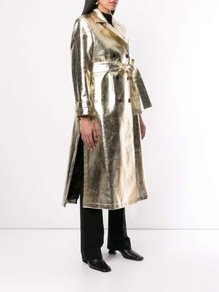 Osman double-breasted metallic trench coat
