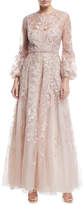 Thumbnail for your product : J. Mendel Bishop-Sleeve Floral Lace Gown