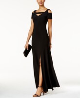 Thumbnail for your product : R & M Richards Petite Cold-Shoulder Keyhole Gown