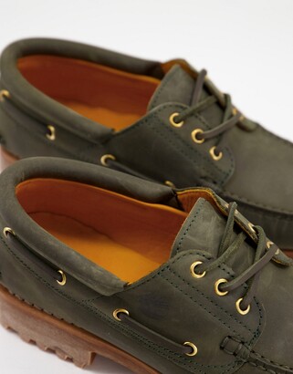 Timberland Authentic 3 eye classic boat shoes in dark green