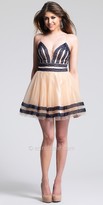Thumbnail for your product : Dave and Johnny Lace Stripped Homecoming Dress