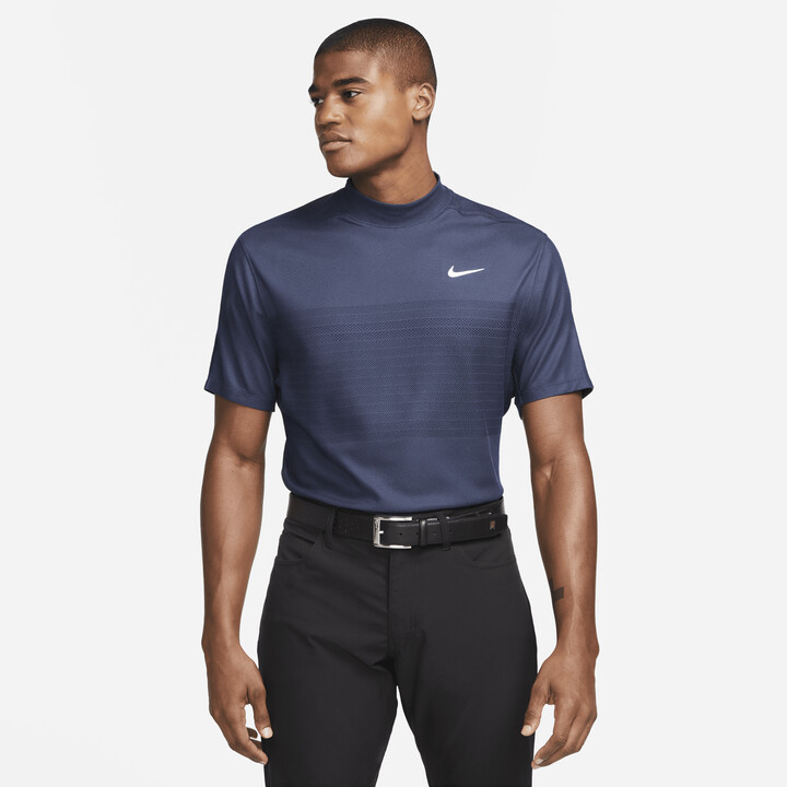Nike Men's Dri-FIT ADV Tiger Woods Mock-Neck Golf Polo in Blue - ShopStyle