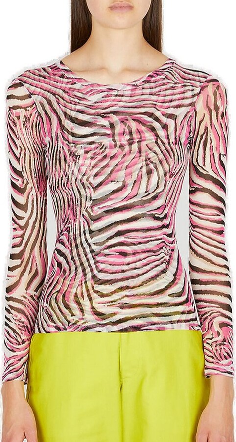 Collina Strada Cardio Animal Printed Mock Neck Top