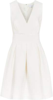 Reiss Winola - Textured Fit And Flare Dress in Off White