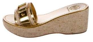 Tory Burch Woven Embellished Wedges