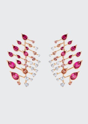 Fernando Jorge Flare Earrings in 18K Rose Gold White Diamonds, Imperial Topaz And Rubelites