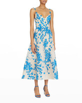 Thumbnail for your product : Monique Lhuillier Floral-Embroidered Tulle Midi Dress