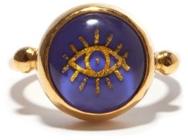 Katerina Makriyianni Evil Eye Lapis-lazuli & Gold-plated Ring - Navy