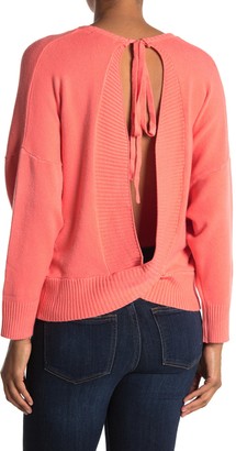Woven Heart Open Tie Back Pull-Over Sweater
