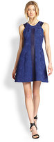 Thumbnail for your product : Rebecca Taylor Leather-Trim Brocade Dress