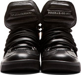 Thumbnail for your product : Dolce & Gabbana Black Leather High-Top Sneakers