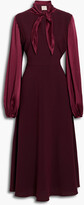 Thumbnail for your product : Roksanda Tie-neck hammered satin-paneled silk-crepe midi dress