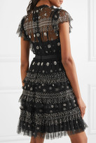 Thumbnail for your product : Needle & Thread Andromeda Embellished Tulle Mini Dress - Black