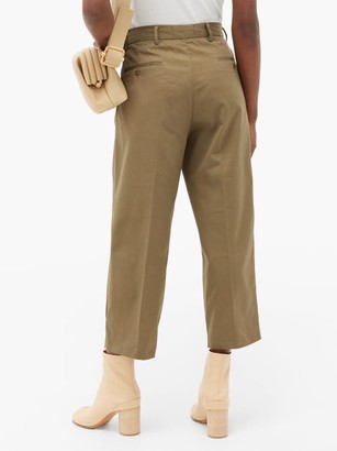 Myar High-rise Pleated Cotton-blend Cropped Trousers - Khaki
