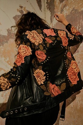 Just Cavalli floral-print Leather Biker Jacket - Farfetch