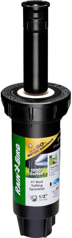 Rain Bird 1800 Series 3 in. Pop-Up Dual Spray PRS Sprinkler, Quarter Circle Pattern, Adjustable 8-15 ft.