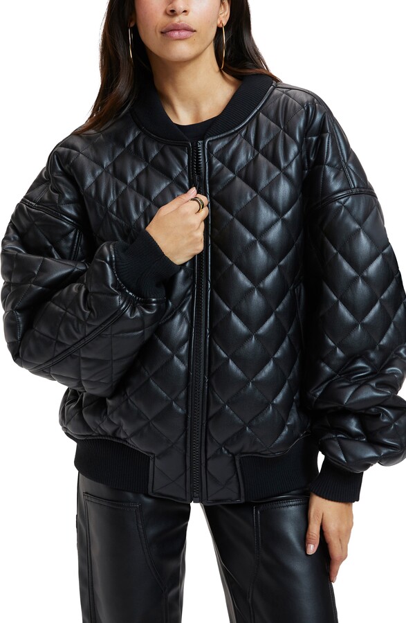 Good American Better Than Leather Faux Leather Quilted Bomber Jacket -  ShopStyle