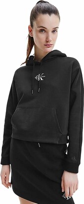 CALVIN KLEIN JEANS - Women's crop monogram hoodie - Size 