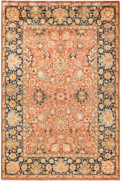 The Twillery Co. Hayner One-of-a-Kind Hand-Knotted New Age 5'10" x 8'10" Wool Area Rug in Orange/Ivory/Black