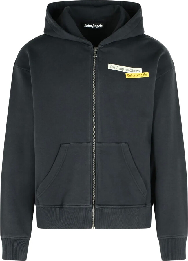 Palm Angels Logo-Print Zip-Front Hoodie