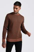 Thumbnail for your product : boohoo Houndstooth Crew Neck Knitted Jumper