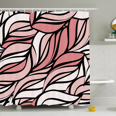 East Urban Home Curving Mix Twisted Forms with Tangled Lines Knotty Color Illustration Image Shower Curtain Set