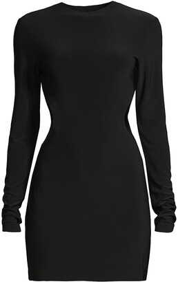 Long Sleeve Sleek Black Spandex Dress ...
