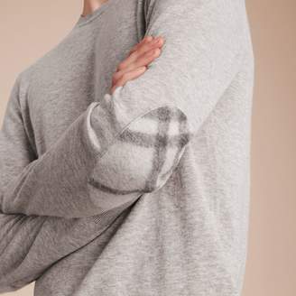 Burberry Check Trim Cashmere Cotton Sweater