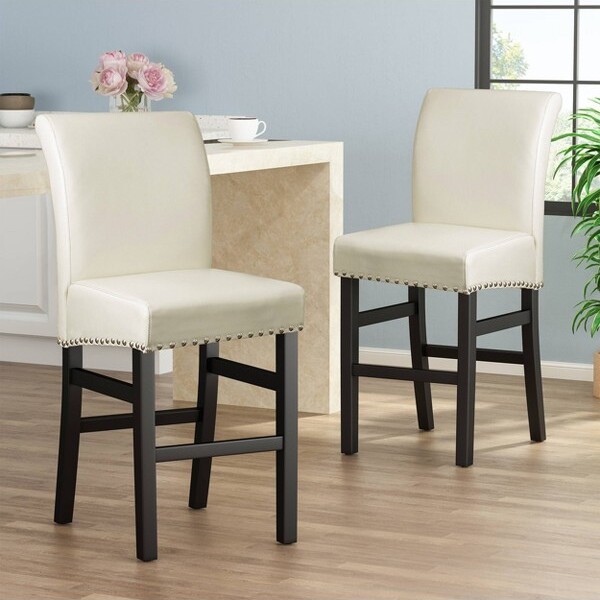 Christopher Knight Home Set of 2 Lisette Leather 25" Counter Height Barstool  Ivory - ShopStyle