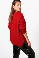 Thumbnail for your product : boohoo Plus Side Split Knitted Jumper
