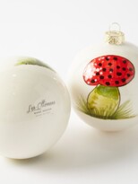 Thumbnail for your product : LES OTTOMANS Set Of Two Mushroom-print Ceramic Baubles