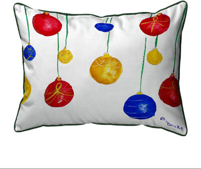 Betsy Drake Interiors Christmas Ornaments Outdoor Rectangular Pillow Cover Insert