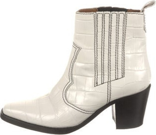 Ganni Leather Western Boots - ShopStyle