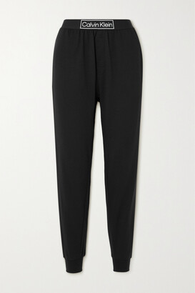 Calvin Klein Underwear Reimagined Heritage Embroidered Cotton-blend Jersey Track Pants - Black