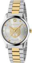 Thumbnail for your product : Gucci Men's Feline Head Yellow Gold PVD-Trim Bracelet Watch