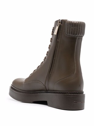 Santoni Lace-Up Leather Boots