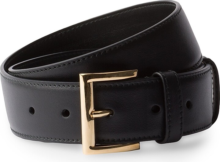 Prada Women's Leather Belt - Black Silver - Size 32