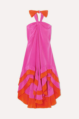 Diane von Furstenberg Sage Ruffled Silk Crepe De Chine Halterneck Dress - Fuchsia