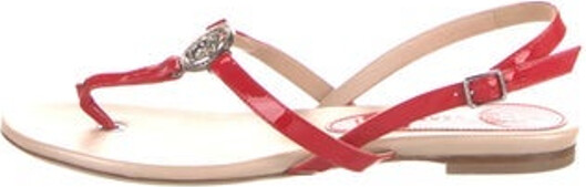 Versace Leather Slingback Sandals Pink & Red Buckle Closure at Ankles Includes Dust Bag Unfortunately, due to restrictions, this item may not be eligible for shipping in all areas.