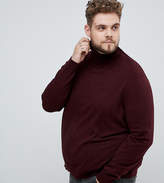 Thumbnail for your product : Burton Menswear Big & Tall roll neck jumper in burgundy