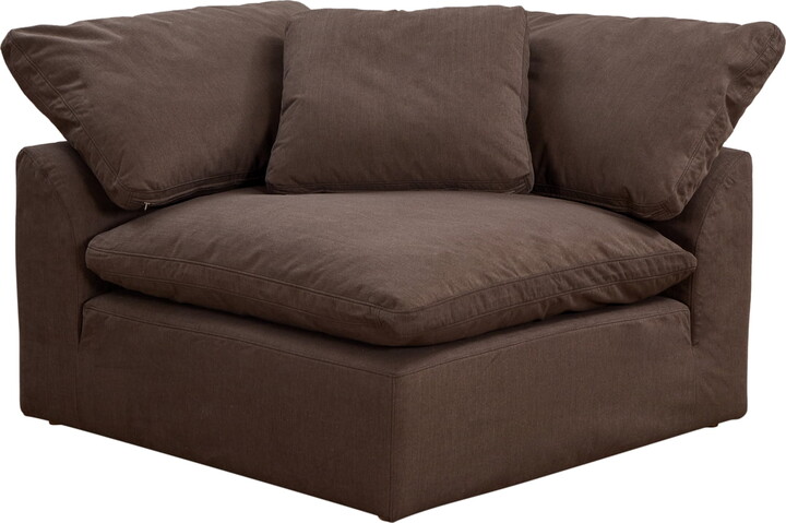 Sunset Trading Puff 5-Piece Fabric Slipcover Sectional Sofa in Brown