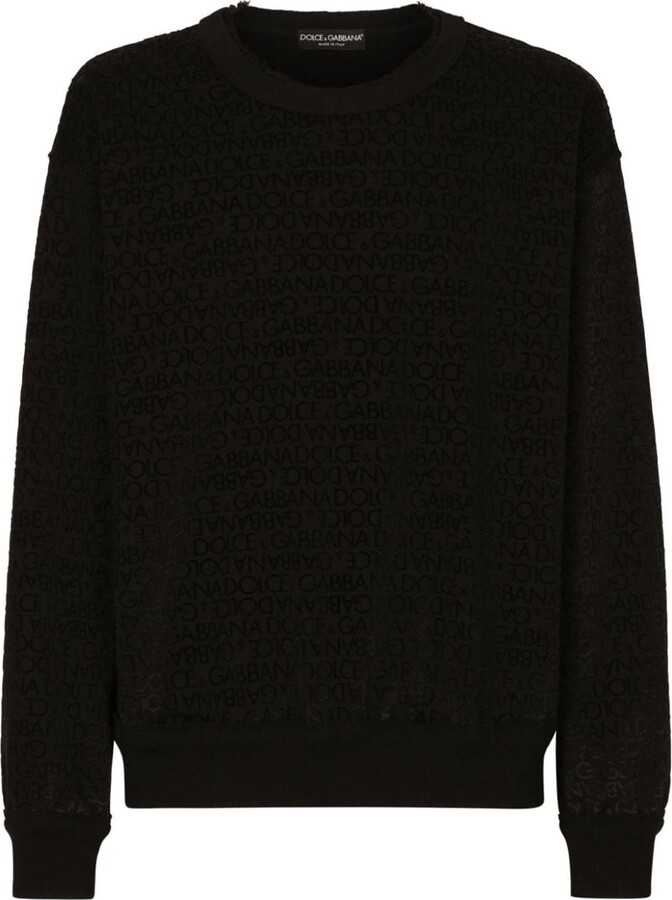 【送料&関税込】Dolce & Gabbana Logo Print Sweatshirt Jersey sweatshirt with DG embroidery in Black for Men