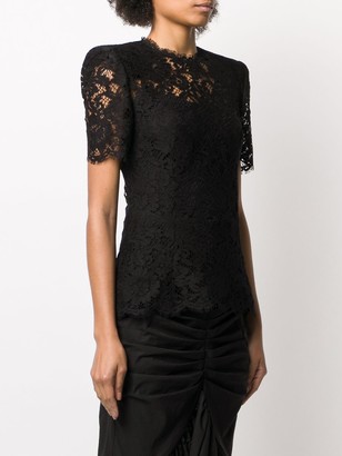 Dolce & Gabbana Structured-Shoulder Lace Blouse