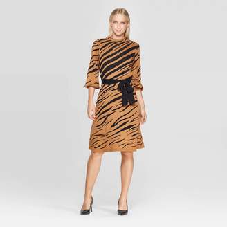 Who What Wear Woen's Anial Print 3/4 Sleeve Intarsia Sweater Dress - Who What WearTM