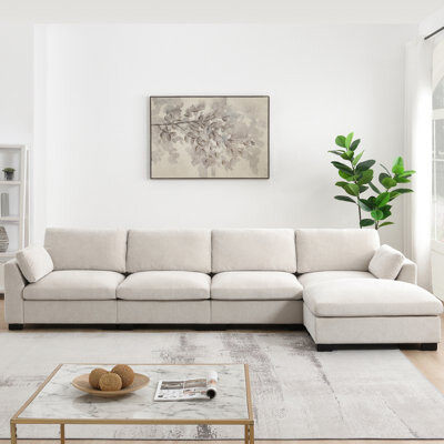 Latitude Run Sectional In L-shape Configuration Equipped With Dual Charging Folding Table Storage Pockets Moving  2 Pillows High Density Foam 5 Seats Cheni