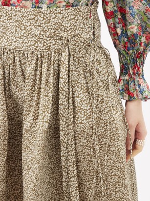 Horror Vacui Toga Floral-print Cotton Midi Skirt - Multi