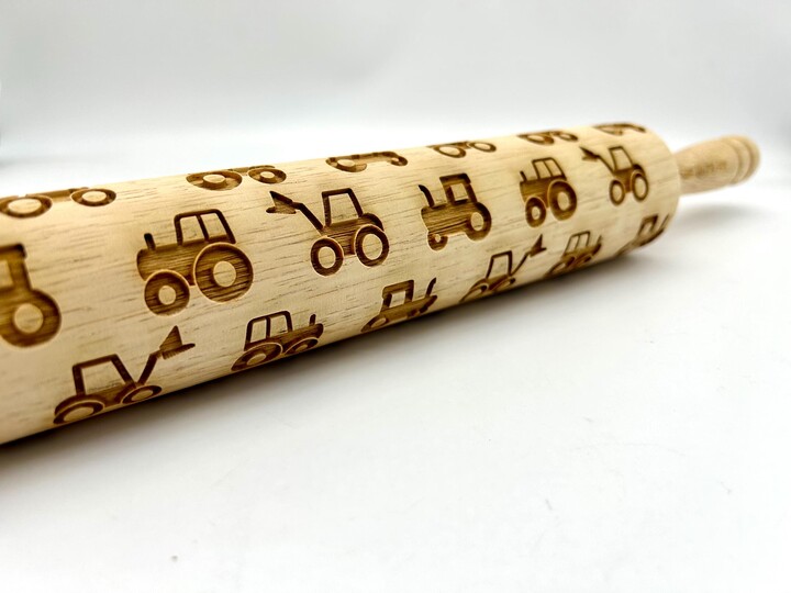 Rolling Pin Tractors | Embossed Cookies Clay Pottery Décor Baking Gift