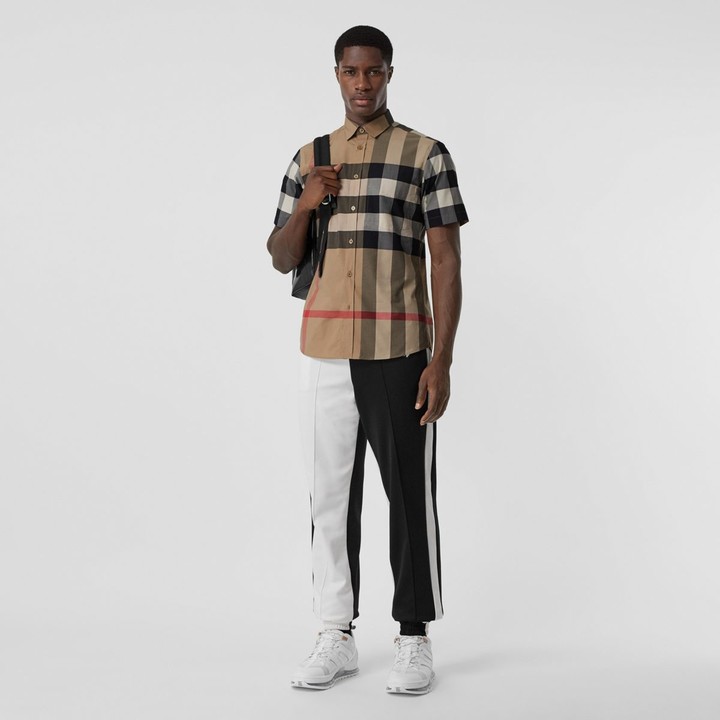 burberry check stretch cotton poplin shirt