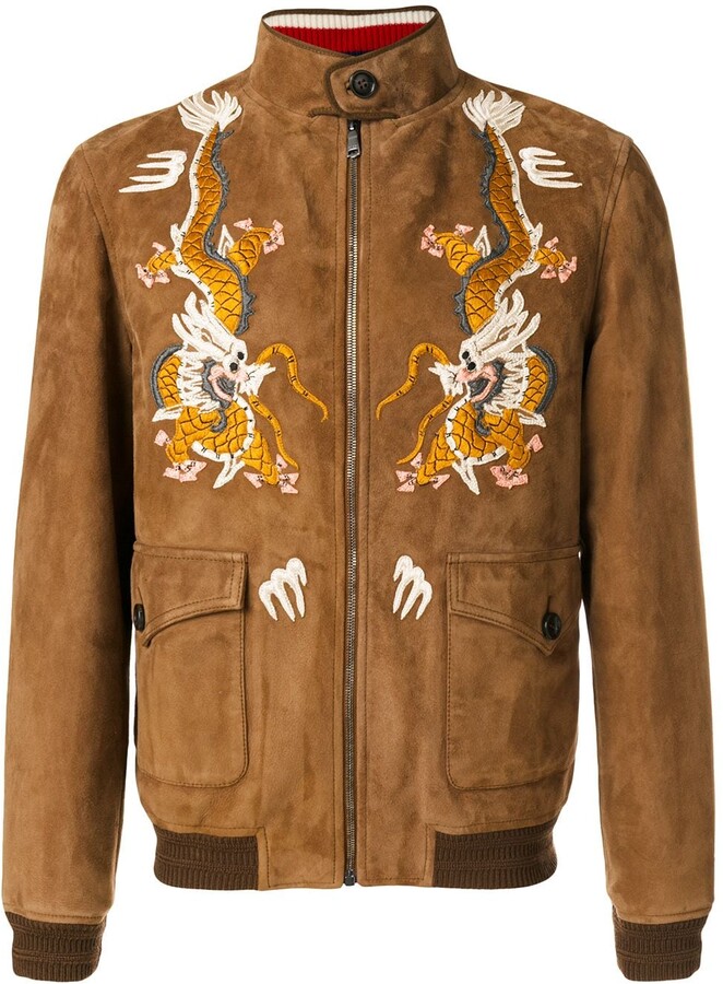 Gucci Dragon Embroidered Jacket - ShopStyle